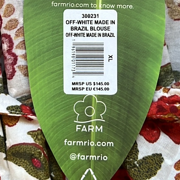 FARM RIO Off White Made In Brazil Blouse - Picture 12 of 14